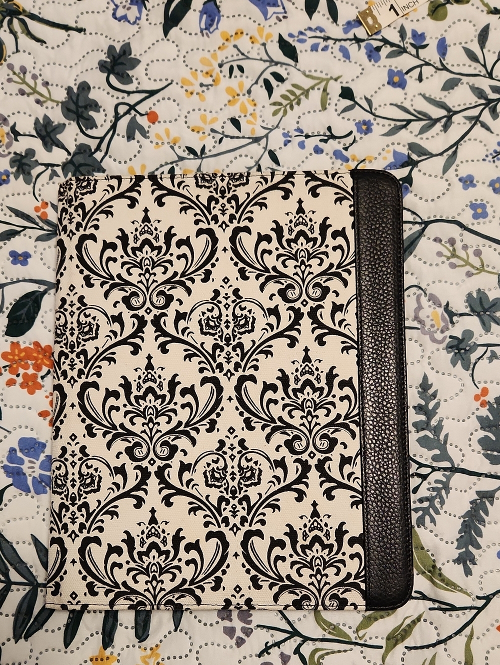 Black and White Damask Home Accent Tablet Organizer